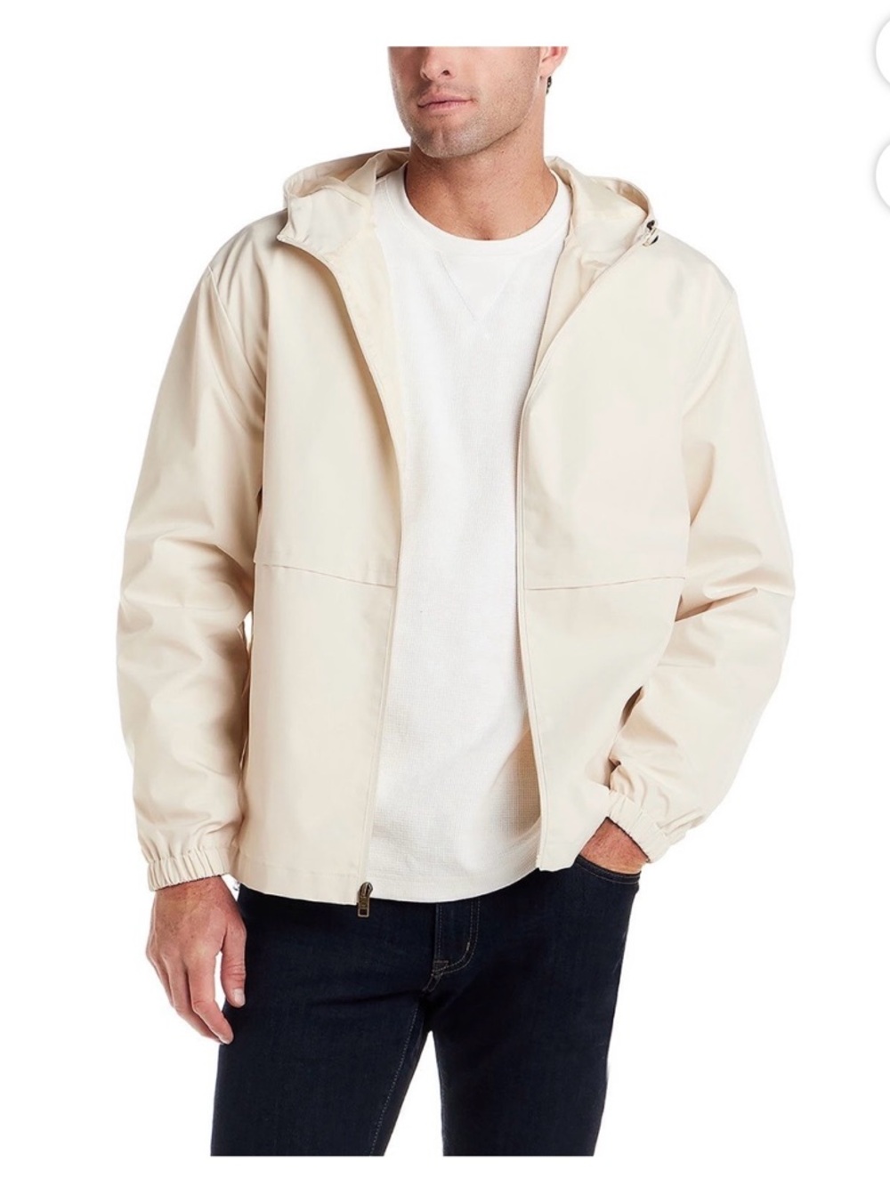 Weatherproof Men's Hooded Rain Jacket in Khaki - Picture 3 of 6